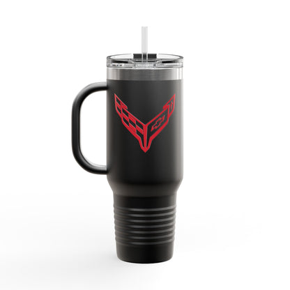 Corvette Travel Mug, C8 Corvette Gifts, Car Enthusiast Mug, 40oz Tumbler, Stainless Steel, Corvette Logo, Car Guy Gifts, Corvette Accessory