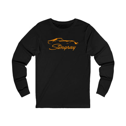 Unisex Corvette Orange C3 Stingray Long Sleeve Tee, Custom Silhouette, Graphic T-Shirt, Gift for Him, Gift for Her, Bella+Canvas, Soft Shirt