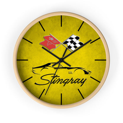 Corvette C3 Stingray Illustrated Wall Clock, Racing Home Decor, Gift for Him, Man Cave Clock, Corvette Merchandise, Mancave Gift, Clocks