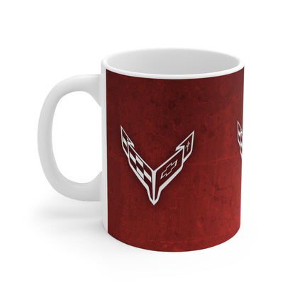 Corvette Coffee Mug - Corvette Ceramic Mug - 11oz. Coffee Mug - Chevy Corvette Mug - Microwave-Safe - Gift for Car Enthusiasts - C8 Logo
