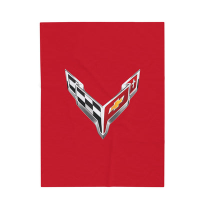 Corvette Blanket, C8 Corvette Gifts, Car Enthusist , Soft Blanket, Corvette Logo, Velveteen Blanket, Car Guy Gifts, Corvette Accessory
