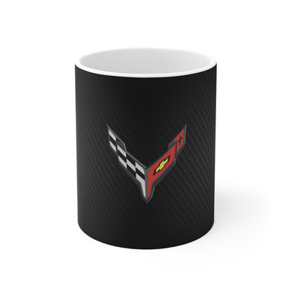 Corvette Coffee Mug - Corvette Ceramic Mug - 11oz. Coffee Mug - Chevy Corvette Mug - Microwave-Safe - Gift for Car Enthusiasts - C8 Logo