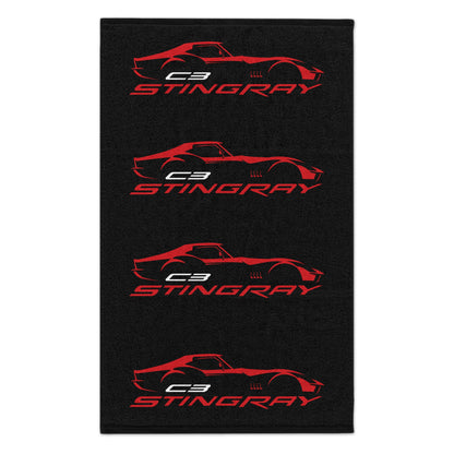 Corvette Stingray Beach Towel, Corvette Gifts, Car Enthusiast Towel, Quick-Dry Towel, Corvette Logo, White Towel, Car Guy Gifts