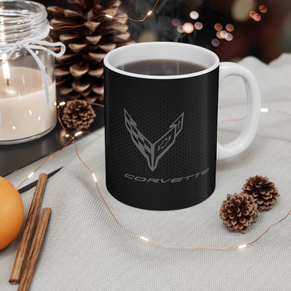 Corvette Coffee Mug - Corvette Ceramic Mug - 11oz. Coffee Mug - Chevy Corvette Mug - Microwave-Safe - Gift for Car Enthusiasts - C8 Logo