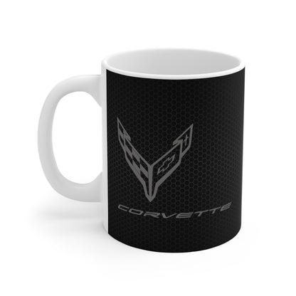 Corvette Coffee Mug - Corvette Ceramic Mug - 11oz. Coffee Mug - Chevy Corvette Mug - Microwave-Safe - Gift for Car Enthusiasts - C8 Logo