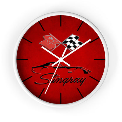 Corvette C3 Stingray Illustrated Wall Clock, Racing Home Decor, Gift for Him, Man Cave Clock, Corvette Merchandise, Mancave Gift, Clocks