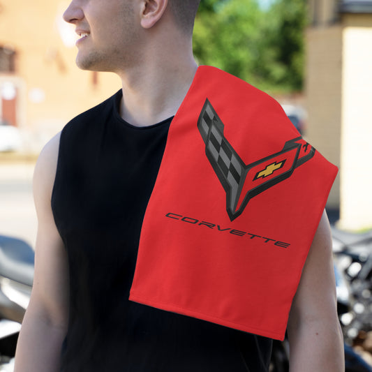 Corvette C8 Shop Towel, Towel for Fans, Rally Towel, Corvette Merch, Gifts for Corvette Owners, Hand Towel, Shop Rag