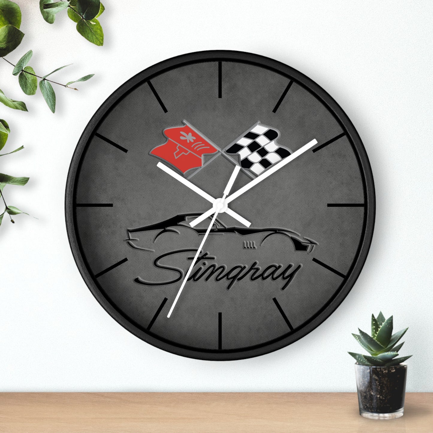 Corvette C3 Stingray Illustrated Wall Clock, Racing Home Decor, Gift for Him, Man Cave Clock, Corvette Merchandise, Mancave Gift, Clocks