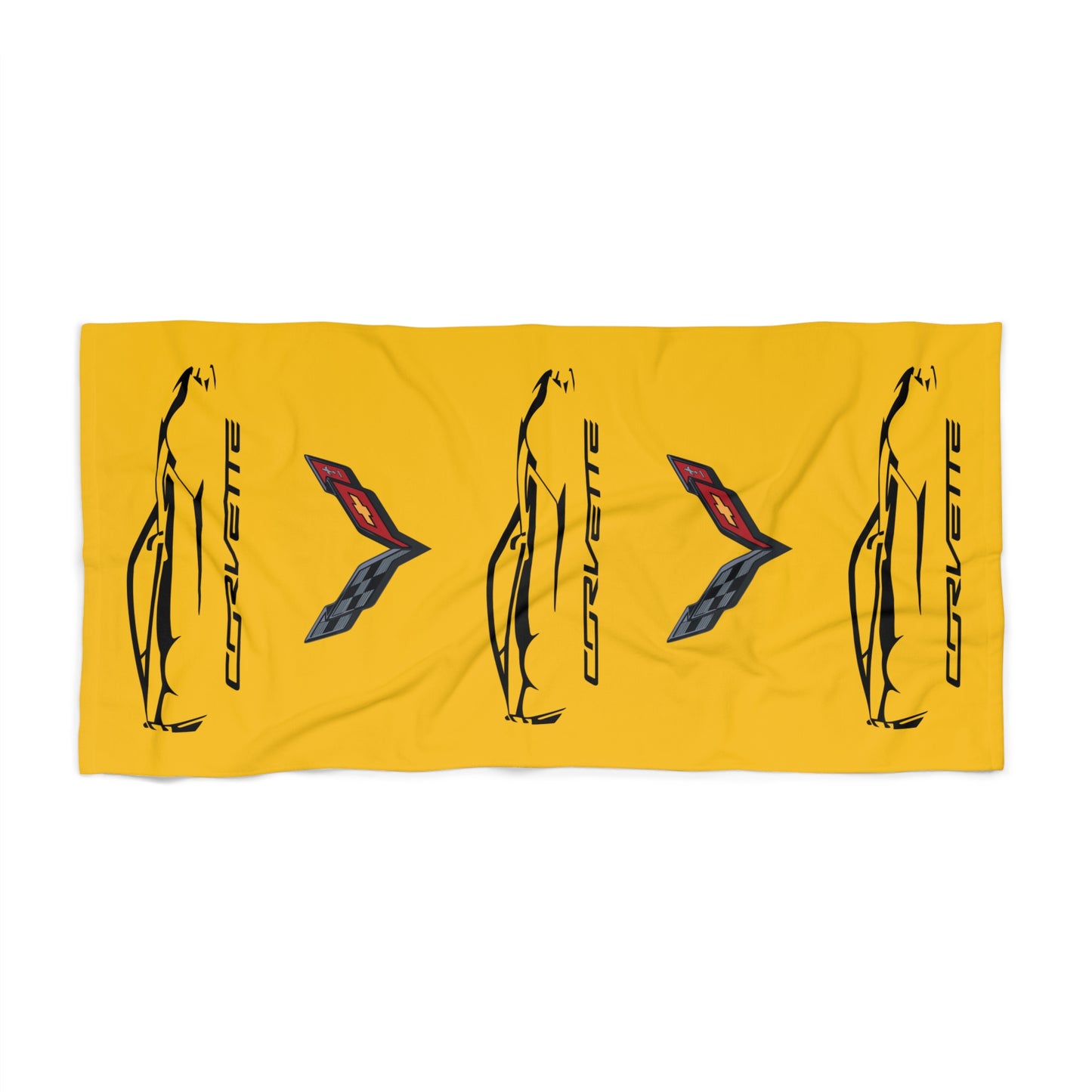 Corvette C7 Custom Illustrated Beach Towel, Corvette Gift, Car Enthusiast Towel, Quick-Dry Towel, Corvette Logo, Shower Towel, Car Guy Gifts