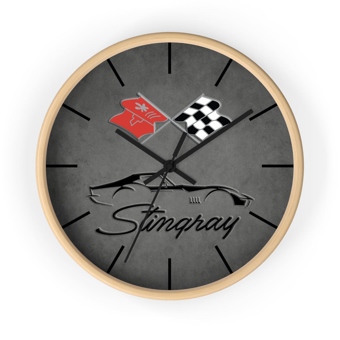 Corvette C3 Stingray Illustrated Wall Clock, Racing Home Decor, Gift for Him, Man Cave Clock, Corvette Merchandise, Mancave Gift, Clocks