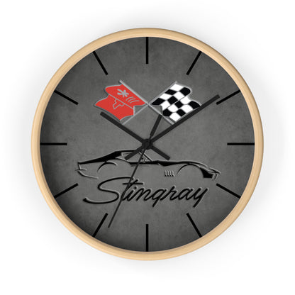 Corvette C3 Stingray Illustrated Wall Clock, Racing Home Decor, Gift for Him, Man Cave Clock, Corvette Merchandise, Mancave Gift, Clocks