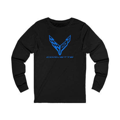 Unisex Corvette Blue C8 Long Sleeve Tee, Graphic T-Shirt, Gift for Him, Gift for Her, Bella+Canvas, Soft Shirt