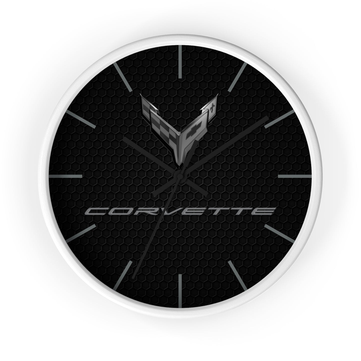 Corvette C8 Wall Clock, Racing Home Decor, Gift for Him, Man Cave Clock, Corvette Merchandise, Mancave Gift, Blackout Style