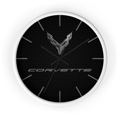 Corvette C8 Wall Clock, Racing Home Decor, Gift for Him, Man Cave Clock, Corvette Merchandise, Mancave Gift, Blackout Style
