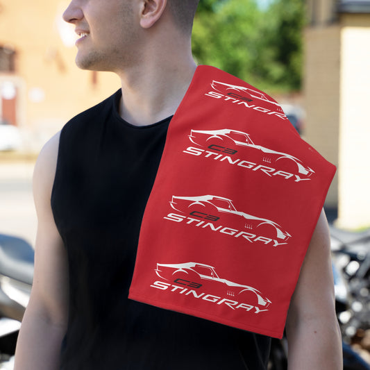 Corvette C3 Stingray Shop Towel, Towel for Fans, Rally Towel, Corvette Merch, Gifts for Corvette Owners, Hand Towel, Shop Rag