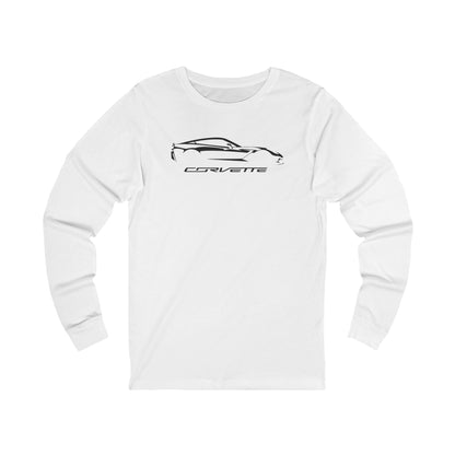 Unisex Corvette C7 Sihouette Long Sleeve Tee, Graphic T-Shirt, Gift for Him, Gift for Her, Bella+Canvas, Soft Shirt