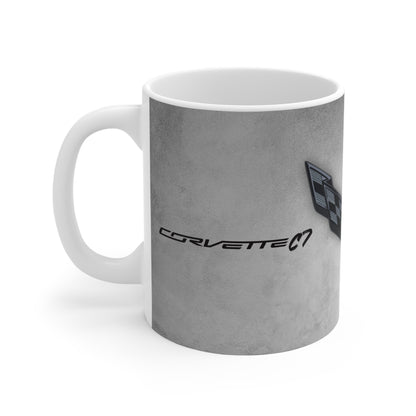 Corvette Coffee Mug - Corvette Ceramic Mug - 11oz. Coffee Mug - Chevy Corvette Mug - Microwave-Safe - Gift for Car Enthusiasts - C7 Logo