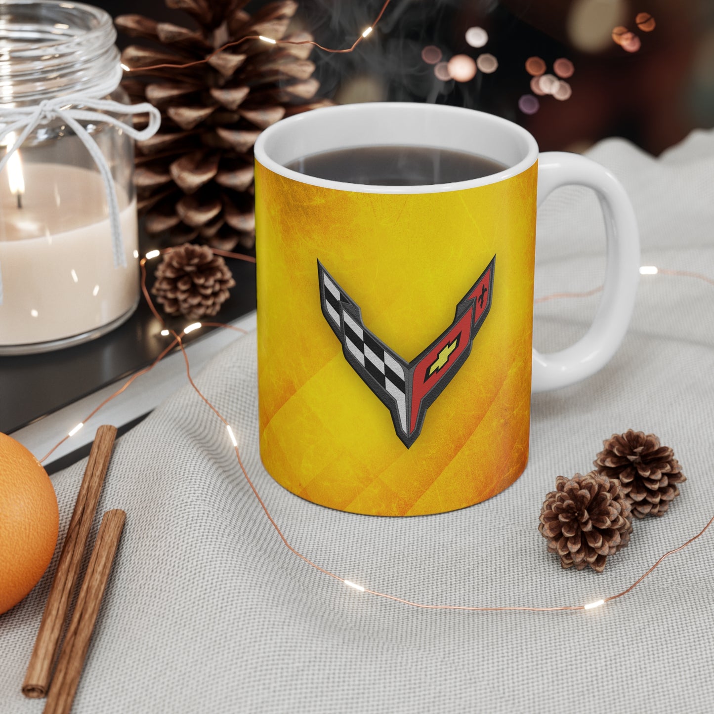 Corvette Coffee Mug - Corvette Ceramic Mug - 11oz. Coffee Mug - Chevy Corvette Mug - Microwave-Safe - Gift for Car Enthusiasts - C8 Logo