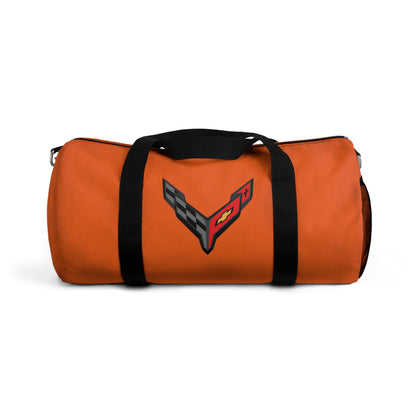 Orange Corvette Duffel Bag, C8 Logo, Gym Bag, Travel Bag, Gifts for Car Guys, Gifts for Car Girls, Corvette Merch, Overnight Duffel