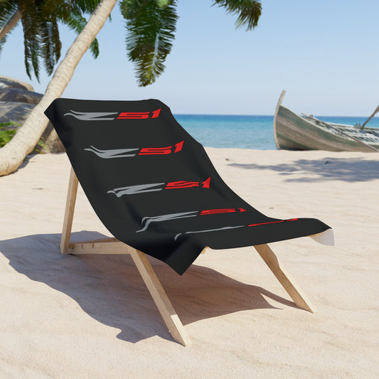 Corvette Z51 Beach Towel, Corvette Gifts, Car Enthusiast Towel, Quick-Dry Towel, Corvette Logo, White Towel, Car Guy Gifts, Z06 Logo