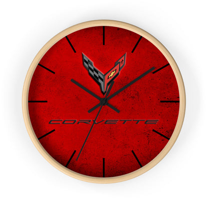 Corvette C8 Wall Clock, Racing Home Decor, Gift for Him, Man Cave Clock, Corvette Merchandise, Mancave Gift, Clocks