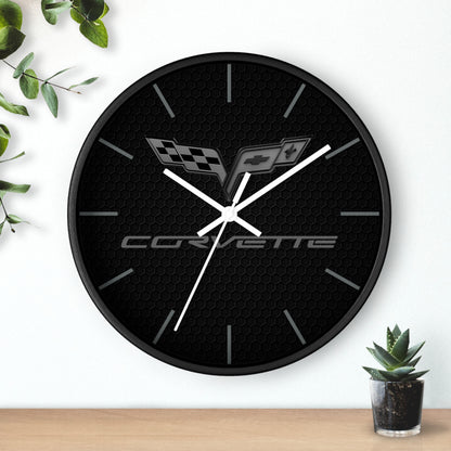 Corvette C6 Wall Clock, Racing Home Decor, Gift for Him, Man Cave Clock, Corvette Merchandise, Mancave Gift, Blackout Style