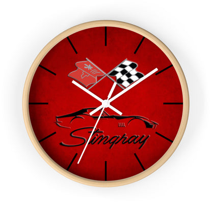 Corvette C3 Stingray Illustrated Wall Clock, Racing Home Decor, Gift for Him, Man Cave Clock, Corvette Merchandise, Mancave Gift, Clocks