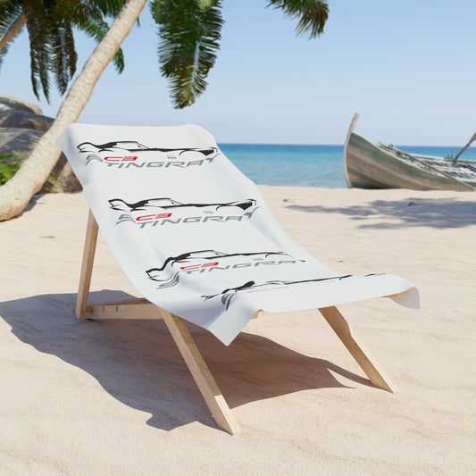 Corvette Stingray Beach Towel, Corvette Gifts, Car Enthusiast Towel, Quick-Dry Towel, Corvette Logo, White Towel, Car Guy Gifts