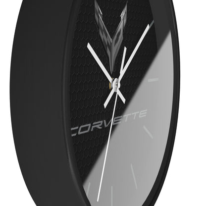 Corvette C8 Wall Clock, Racing Home Decor, Gift for Him, Man Cave Clock, Corvette Merchandise, Mancave Gift, Blackout Style