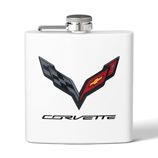 Corvette Flask, C7 Corvette Gifts, Car Enthusiast Hip Flask, 6oz Stainless Steel, Corvette Accessories, Pocket Flask, Gift for Car Guys