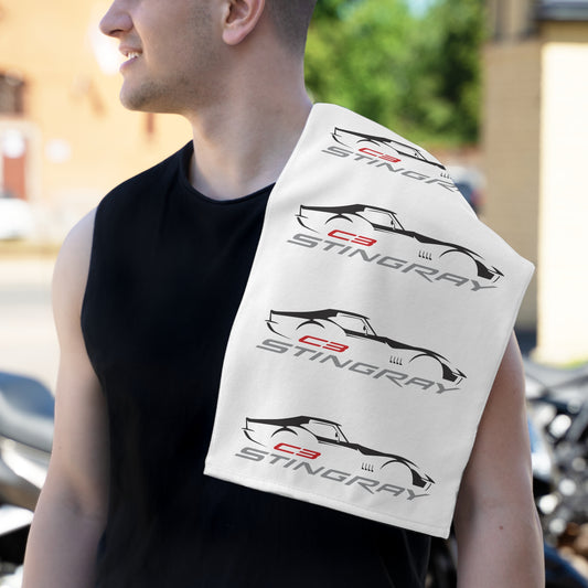 Corvette C3 Stingray Shop Towel, Towel for Fans, Rally Towel, Corvette Merch, Gifts for Corvette Owners, Hand Towel, Shop Rag