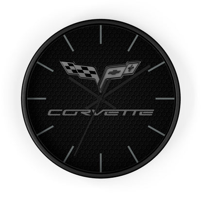 Corvette C6 Wall Clock, Racing Home Decor, Gift for Him, Man Cave Clock, Corvette Merchandise, Mancave Gift, Blackout Style