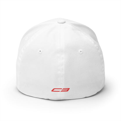 Corvette Red C3 Stingray Silhouette Baseball Cap, Flexfit Hat, Stretchy Band, Black Hat, Corvette Gear, Embroidery