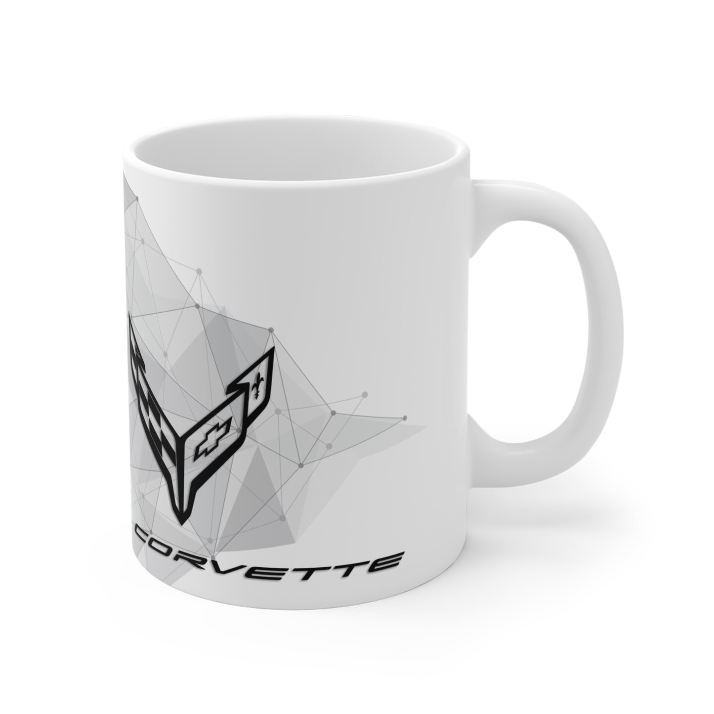Corvette Coffee Mug - Corvette Ceramic Mug - 11oz. Coffee Mug - Chevy Corvette Mug - Microwave-Safe - Gift for Car Enthusiasts - C8 Logo