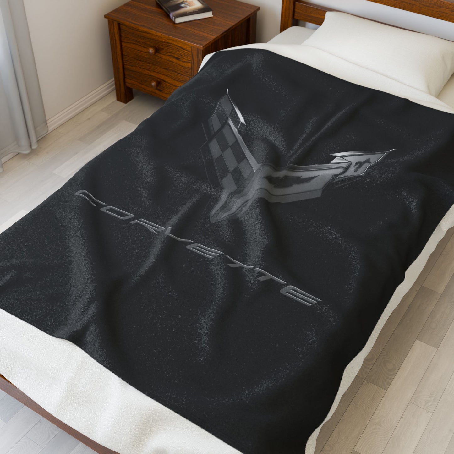 Corvette Blackout Blanket, C8 Corvette Gifts, Soft Blankets, Corvette Logo, Velveteen Blanket, Car Guy Gifts, Car Girl Gifts