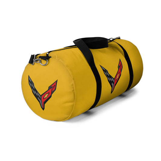 Gold Corvette Duffel Bag, C8 Logo, Gym Bag, Travel Bag, Gifts for Car Guys, Gifts for Car Girls, Corvette Merch, Overnight Duffel