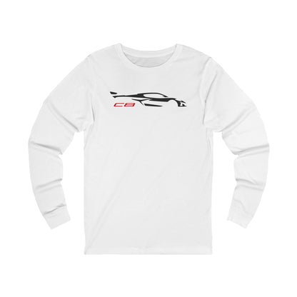 Unisex Corvette C8 Silhouette Long Sleeve Tee, Graphic T-Shirt, Gift for Him, Gift for Her, Bella+Canvas, Soft Shirt