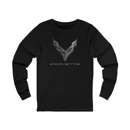 Unisex Corvette Blackout C8 Long Sleeve Tee, Custom Silhouette, Graphic T-Shirt, Gift for Him, Gift for Her, Bella+Canvas, Soft Shirt