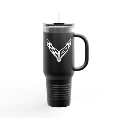 Corvette Travel Mug, C8 Corvette Gifts, Car Enthusiast Mug, 40oz Tumbler, Stainless Steel, Corvette Logo, Car Guy Gifts, Corvette Accessory