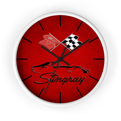 Corvette C3 Stingray Illustrated Wall Clock, Racing Home Decor, Gift for Him, Man Cave Clock, Corvette Merchandise, Mancave Gift, Clocks