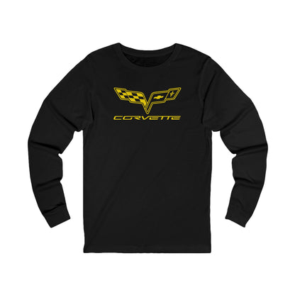 Unisex Corvette Yellow C6 Long Sleeve Tee, Graphic T-Shirt, Gift for Him, Gift for Her, Bella+Canvas, Soft Shirt