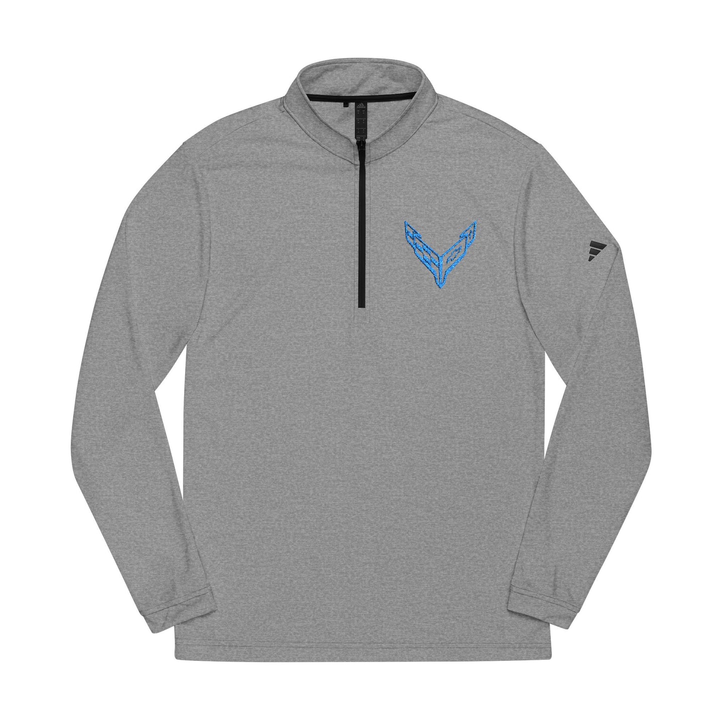 Adidas® Quarter-Zip Corvette C8 Pullover, Athletic Wear, Gym Lovers, Gifts for Him/Her, Casual Wear, Long Sleeve, Blue Corvette Logo