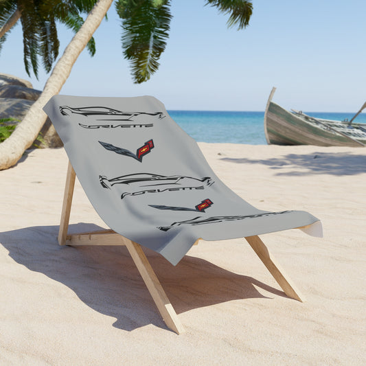 Corvette C7 Custom Illustrated Beach Towel, Corvette Gift, Car Enthusiast Towel, Quick-Dry Towel, Corvette Logo, Shower Towel, Car Guy Gifts