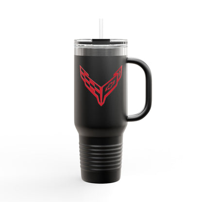 Corvette Travel Mug, C8 Corvette Gifts, Car Enthusiast Mug, 40oz Tumbler, Stainless Steel, Corvette Logo, Car Guy Gifts, Corvette Accessory