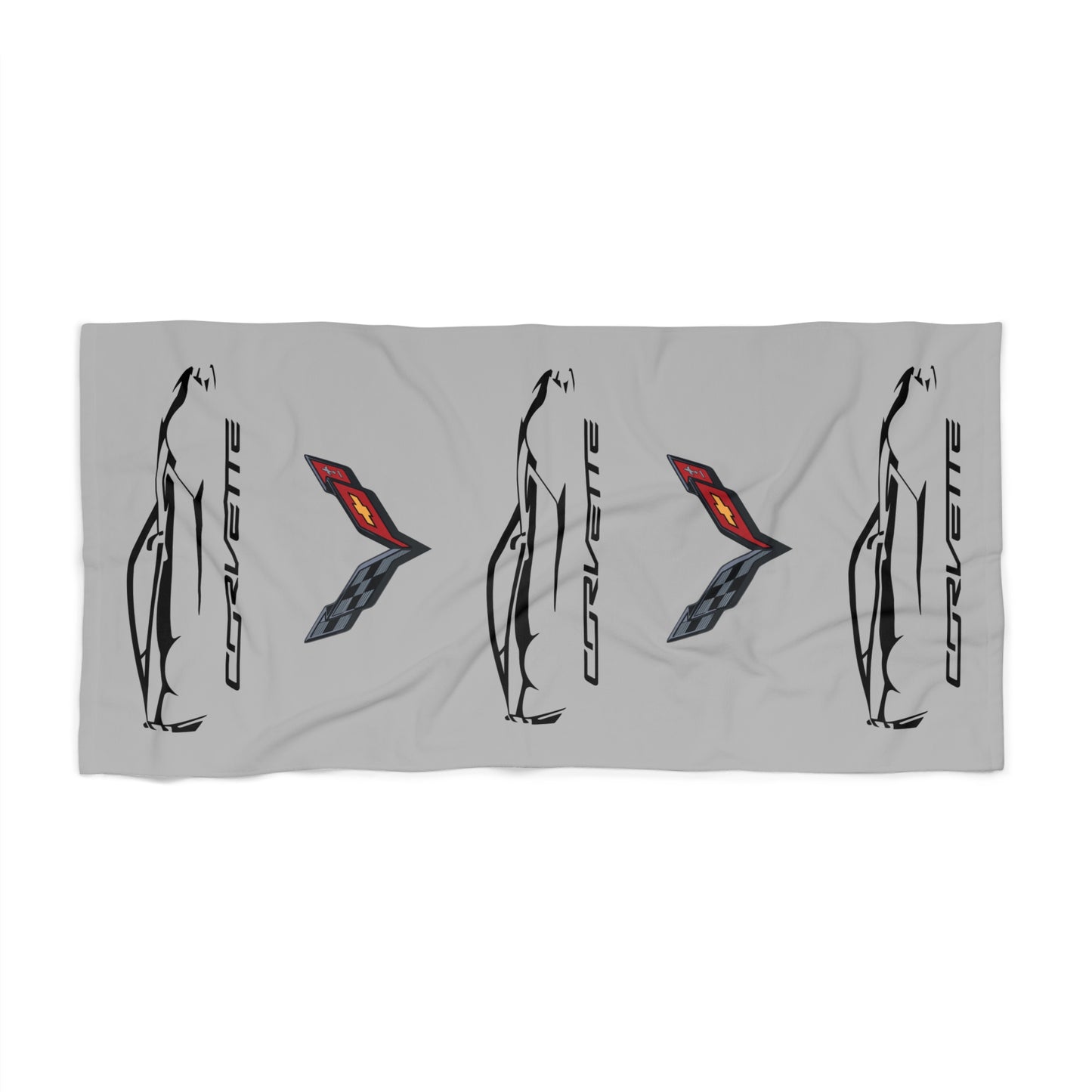 Corvette C7 Custom Illustrated Beach Towel, Corvette Gift, Car Enthusiast Towel, Quick-Dry Towel, Corvette Logo, Shower Towel, Car Guy Gifts