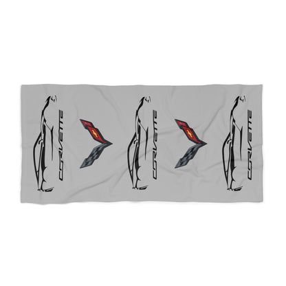 Corvette C7 Custom Illustrated Beach Towel, Corvette Gift, Car Enthusiast Towel, Quick-Dry Towel, Corvette Logo, Shower Towel, Car Guy Gifts