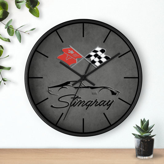 Corvette C3 Stingray Illustrated Wall Clock, Racing Home Decor, Gift for Him, Man Cave Clock, Corvette Merchandise, Mancave Gift, Clocks