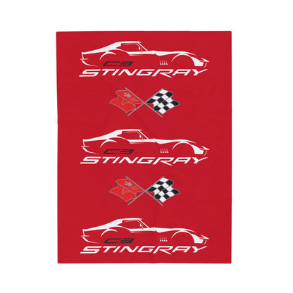 Corvette C3 Stingray Red Blanket, Stingray Corvette Gifts, Soft Blankets, Corvette Logo, Velveteen Blanket, Car Guy Gifts, Car Girl Gifts