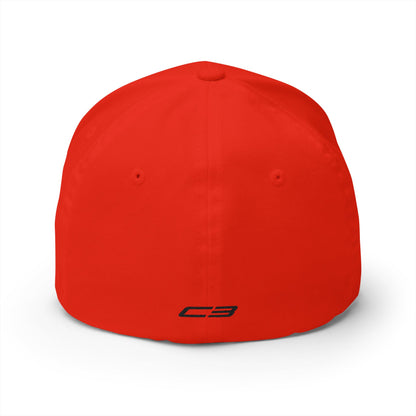 Corvette C3 Stingray Custom Silhouette Baseball Cap, Flexfit® Hat, Stretchy Band, Black Hat, Corvette Gear, Embroidery