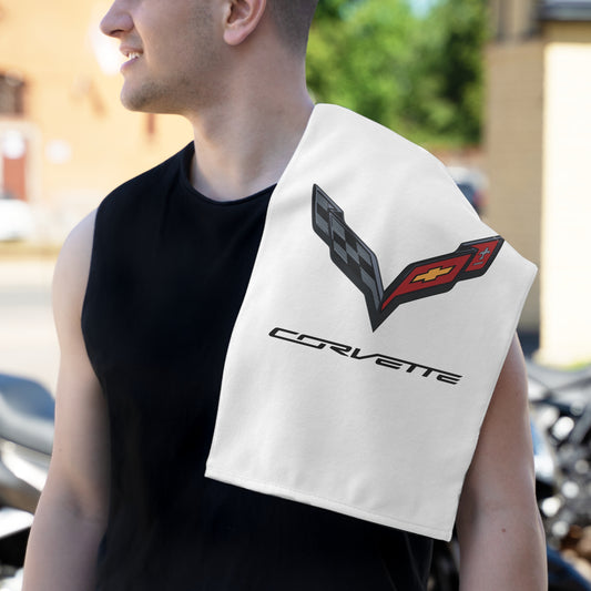 Corvette C7 Shop Towel, Towel for Fans, Rally Towel, Corvette Merch, Gifts for Corvette Owners, Hand Towel, Shop Rag